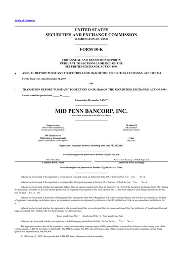 Miniature Mid Penn Bancorp 10-K Rapport annuel 