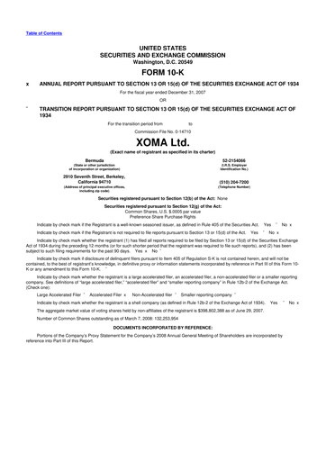 Thumbnail XOMA Royalty 10-K Annual Report 