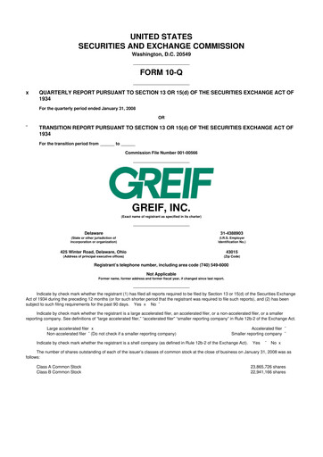 Thumbnail Greif 10-Q Quarterly Report FY 