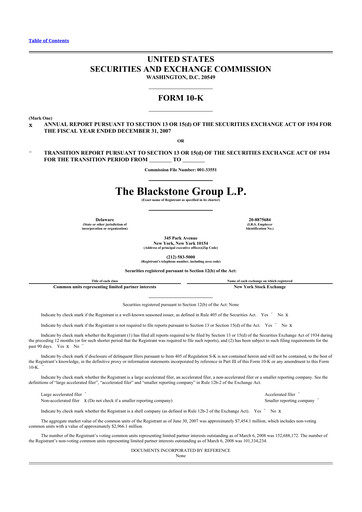 Thumbnail Blackstone Group 10-K Annual Report 