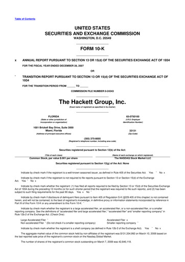 Vorschaubild The Hackett Group

 10-K Jahresbericht 