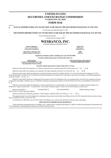 Thumbnail WesBanco 10-K Annual Report 