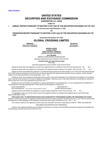 Thumbnail Global Crossing 10-K Annual Report 