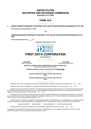 Thumbnail First Data Corporation 10-K Annual Report 