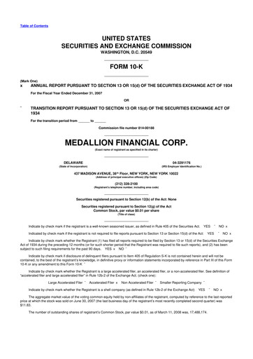 Thumbnail Medallion Financial Corp. 10-K Annual Report 