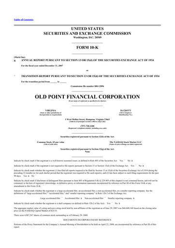 Thumbnail Old Point Financial 10-K Annual Report 