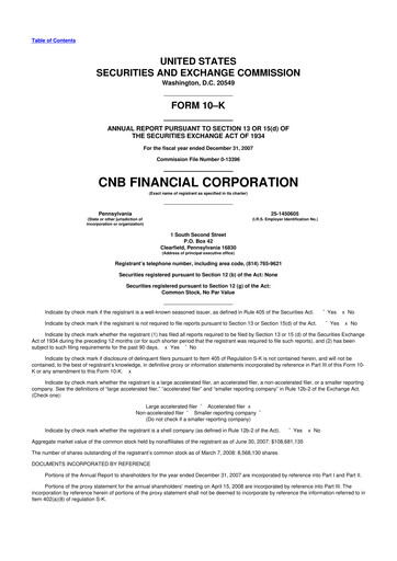 Thumbnail CNB Financial Corp 10-K Annual Report 