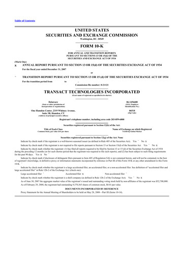 Thumbnail TransAct Technologies 10-K Annual Report 