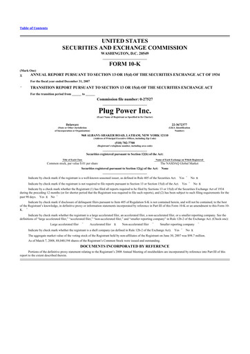 Thumbnail Plug Power 10-K Annual Report 