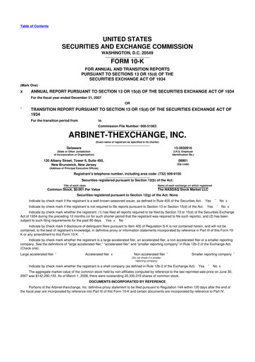 Thumbnail Arbinet 10-K Annual Report 