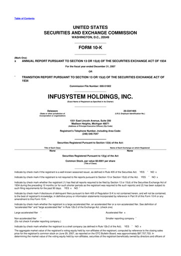 Thumbnail InfuSystem 10-K Annual Report 