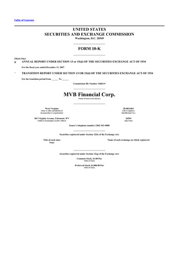 Thumbnail MVB Financial 10-K Annual Report 
