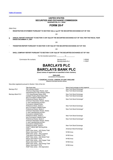 Thumbnail Barclays 20-F Annual Report 