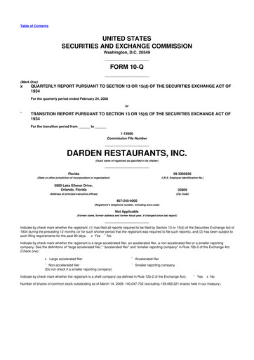 Vorschaubild Darden Restaurants
 10-Q Quartalsbericht  