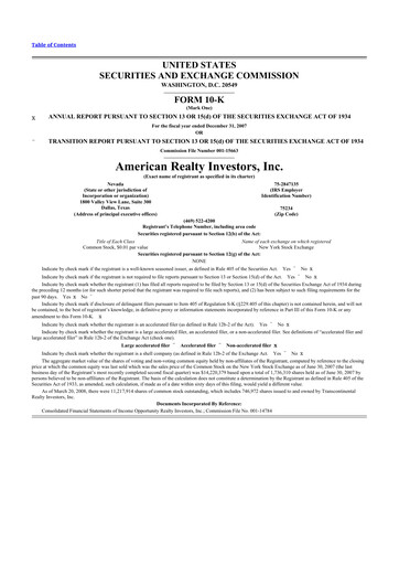 Thumbnail American Realty Investors 10-K Annual Report 