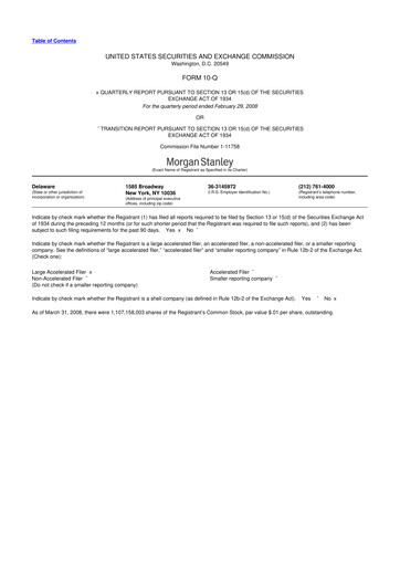 Thumbnail Morgan Stanley 10-Q Quarterly Report FY 