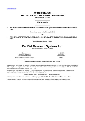 Thumbnail FactSet 10-Q Quarterly Report FY 