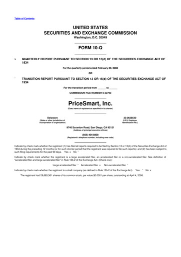 Thumbnail PriceSmart
 10-Q Quarterly Report FY 
