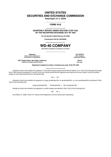 Thumbnail WD-40 Company
 10-Q Quarterly Report FY 