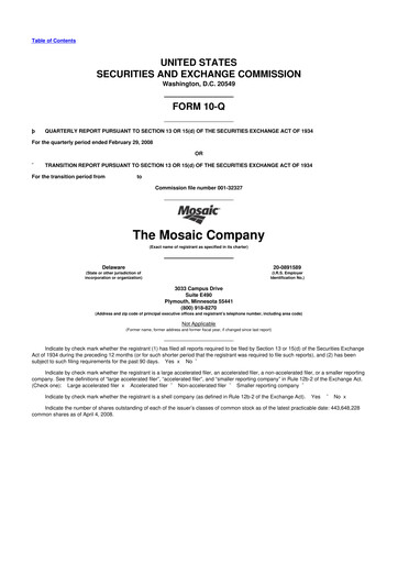 Thumbnail The Mosaic Company 10-Q Quarterly Report FY 