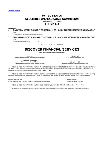 Thumbnail Discover Financial Services 10-Q Quarterly Report FY 