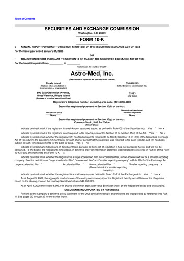Miniature AstroNova, Inc. 10-K Rapport annuel 