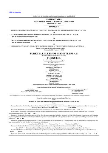 Thumbnail Turkcell 20-F Annual Report 