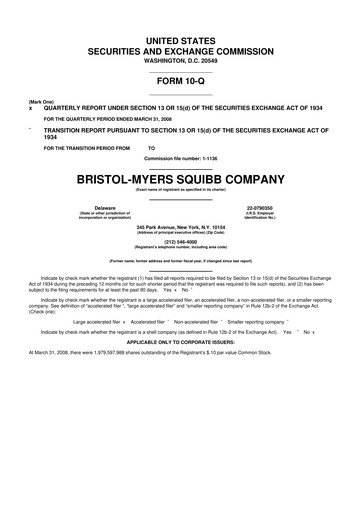 Thumbnail Bristol-Myers Squibb 10-Q Quarterly Report FY 