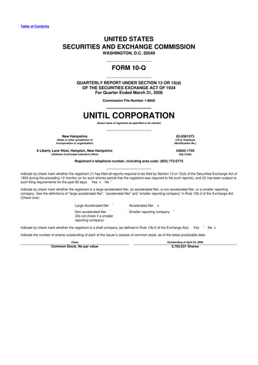 Thumbnail Unitil Corporation
 10-Q Quarterly Report FY 