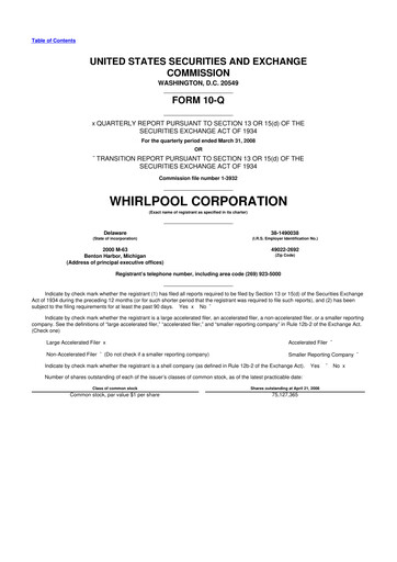 Thumbnail Whirlpool 10-Q Quarterly Report FY 