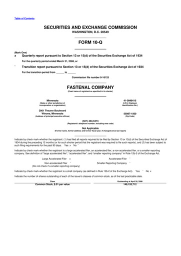 Vorschaubild Fastenal 10-Q Quartalsbericht  