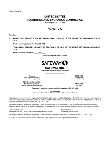 Thumbnail Safeway 10-Q Quarterly Report FY 