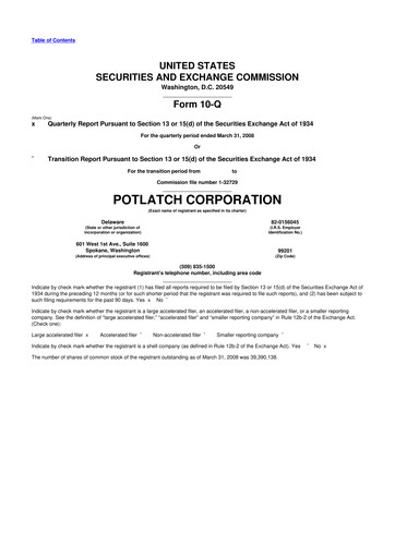 Thumbnail PotlatchDeltic
 10-Q Quarterly Report FY 