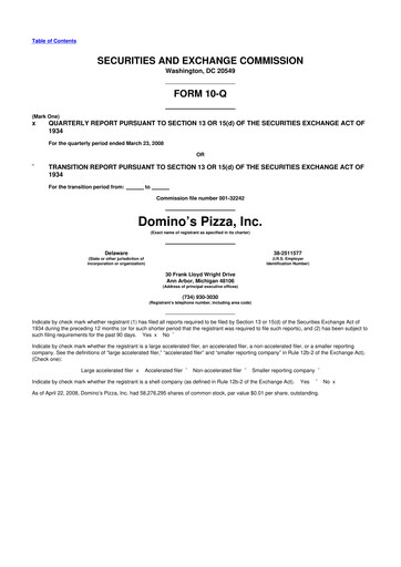 Thumbnail Domino's Pizza 10-Q Quarterly Report FY 
