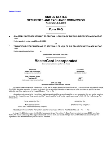 Vorschaubild Mastercard 10-Q Quartalsbericht  