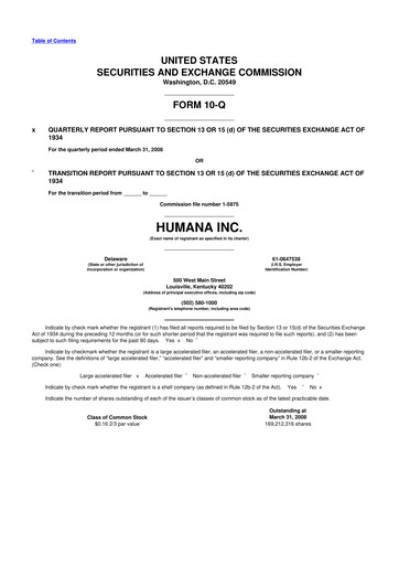 Vorschaubild Humana 10-Q Quartalsbericht  