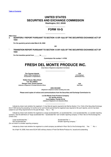 Thumbnail Fresh Del Monte Produce
 10-Q Quarterly Report FY 
