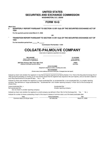 Thumbnail Colgate-Palmolive 10-Q Quarterly Report FY 