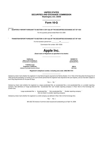 Miniature Apple 10-Q Rapport trimestriel  