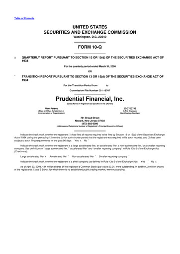 Thumbnail Prudential Financial 10-Q Quarterly Report FY 