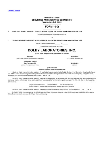 Thumbnail Dolby 10-Q Quarterly Report FY 