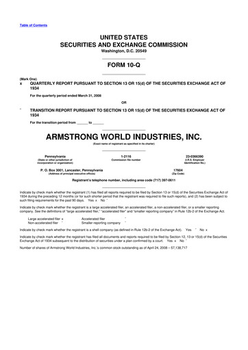 Vorschaubild Armstrong World Industries
 10-Q Quartalsbericht  