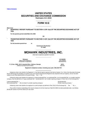 Thumbnail Mohawk Industries
 10-Q Quarterly Report FY 