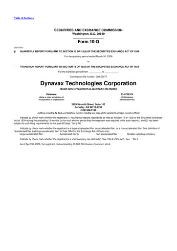 Thumbnail Dynavax Technologies
 10-Q Quarterly Report FY 