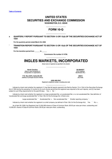 Thumbnail Ingles Markets 10-Q Quarterly Report FY 