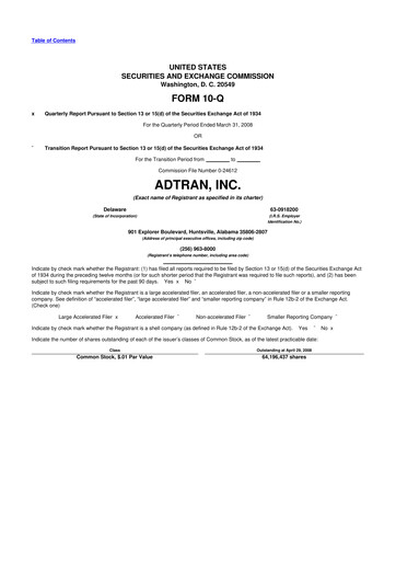 Thumbnail ADTRAN 10-Q Quarterly Report FY 