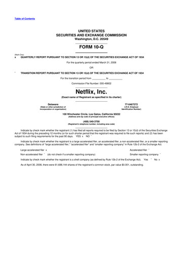 Miniature Netflix 10-Q Rapport trimestriel  