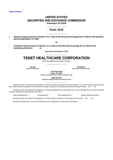 Thumbnail Tenet Healthcare 10-Q Quarterly Report FY 