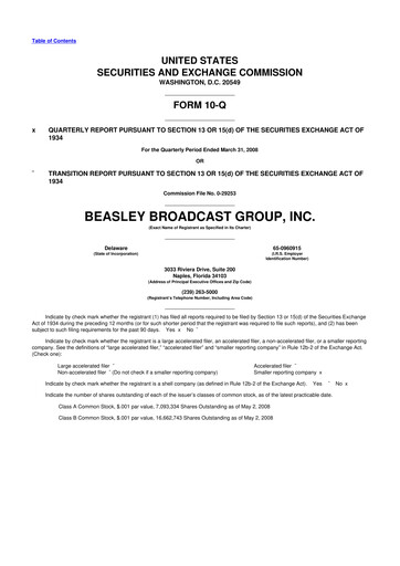 Thumbnail Beasley Broadcast Group
 10-Q Quarterly Report FY 