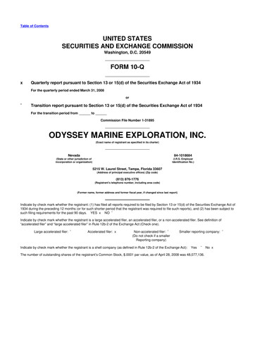 Thumbnail Odyssey Marine Exploration 10-Q Quarterly Report FY 